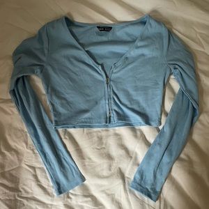 zipper front crop top